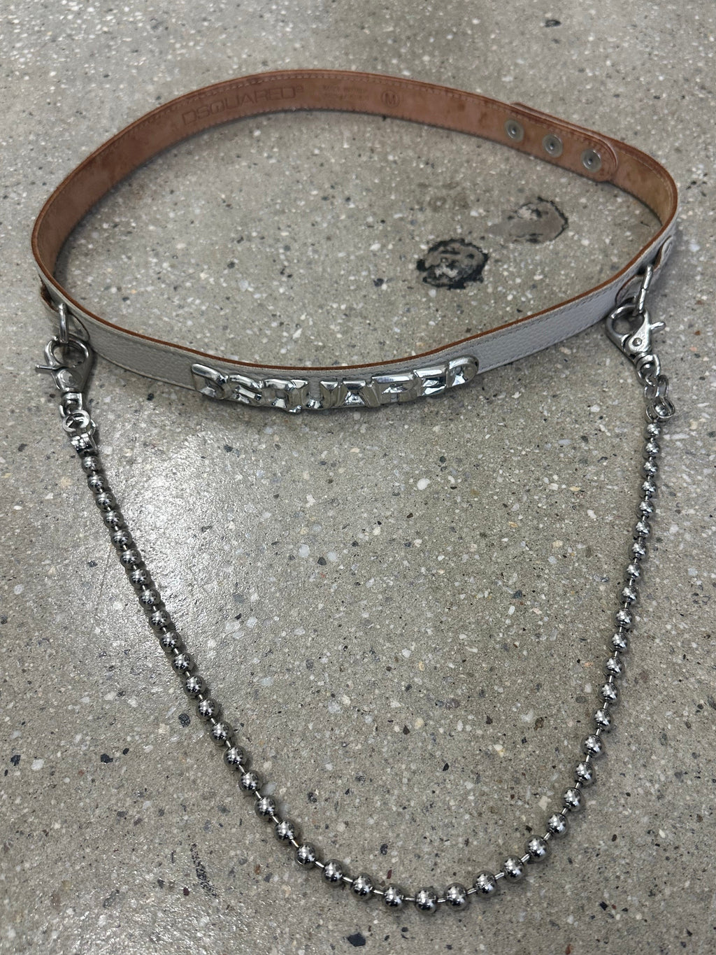 dsquared leather belt with chain detail