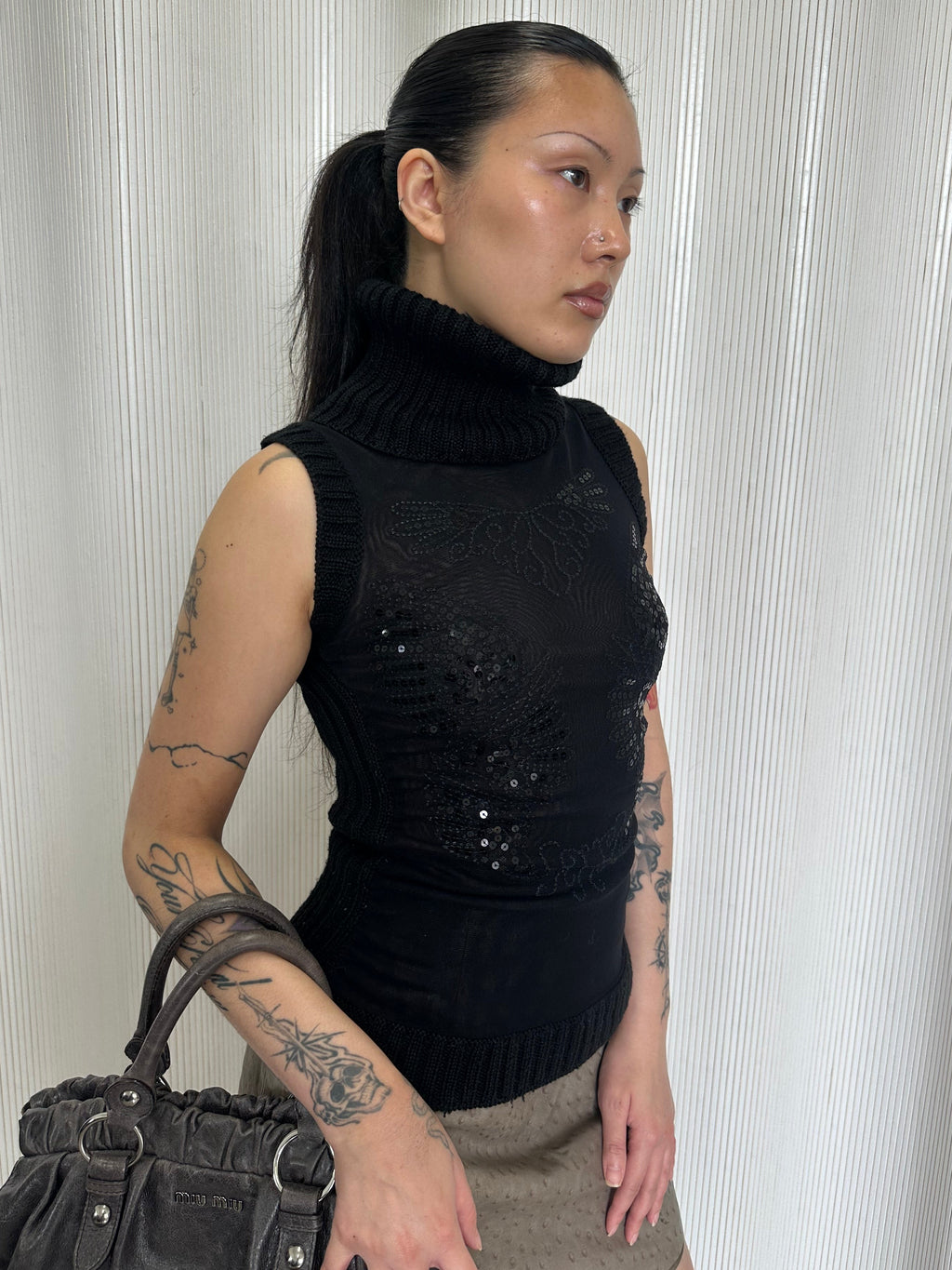 cristinaeffe turtleneck sleeveless knit made in italy