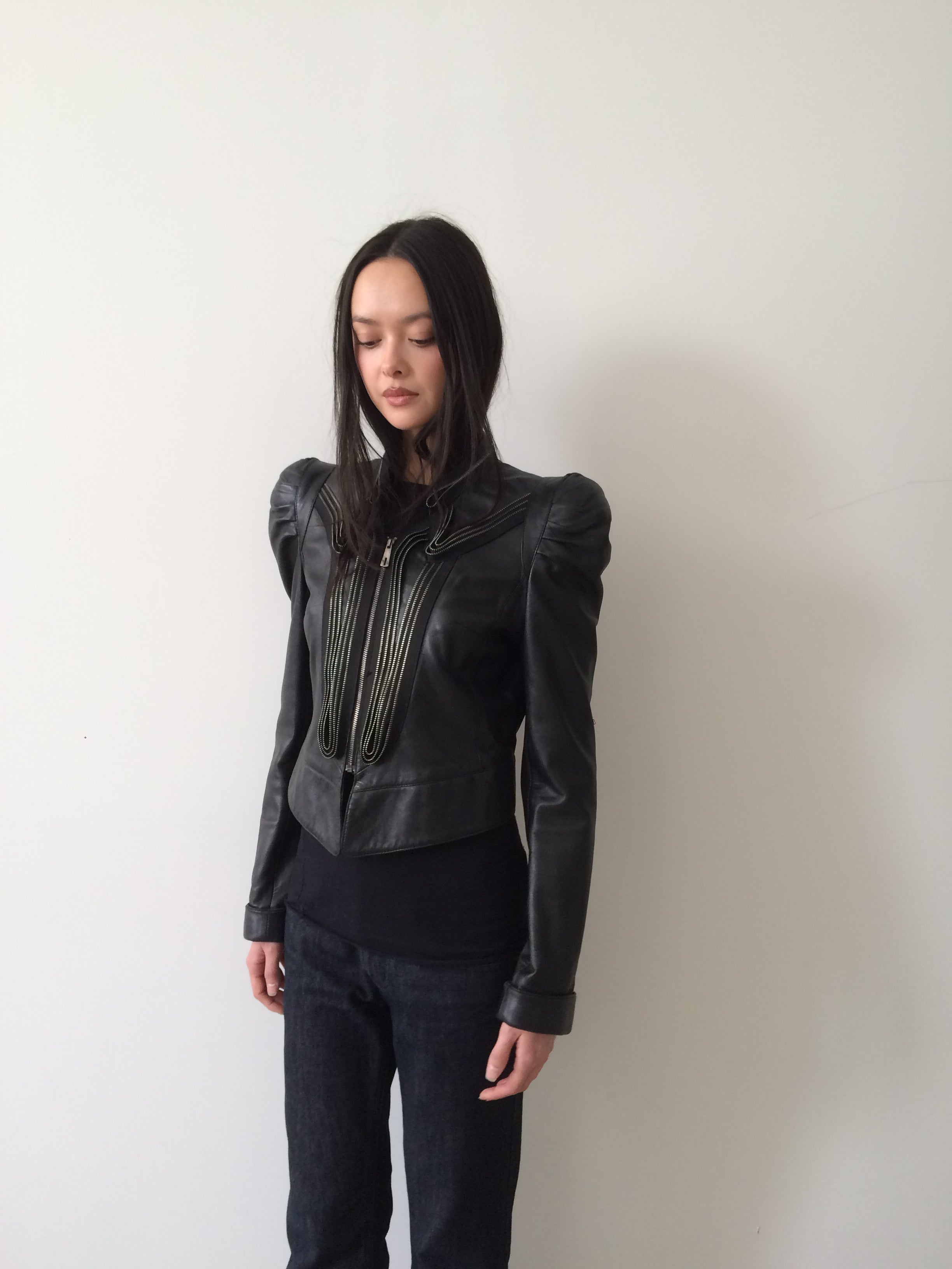 vintage ermanno scervino black zippered jacket