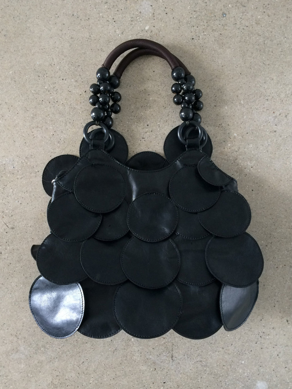 vintage vegan leather scalloped bag