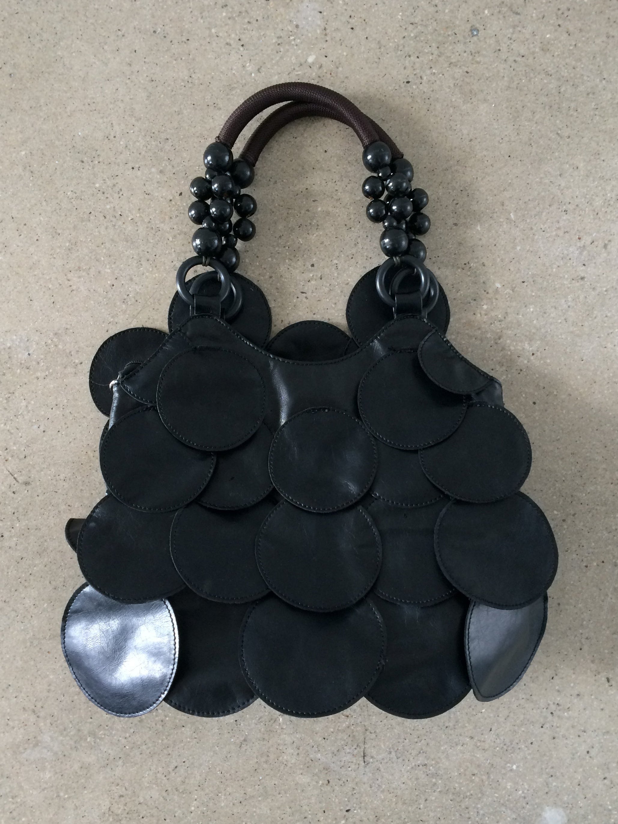vintage vegan leather scalloped bag