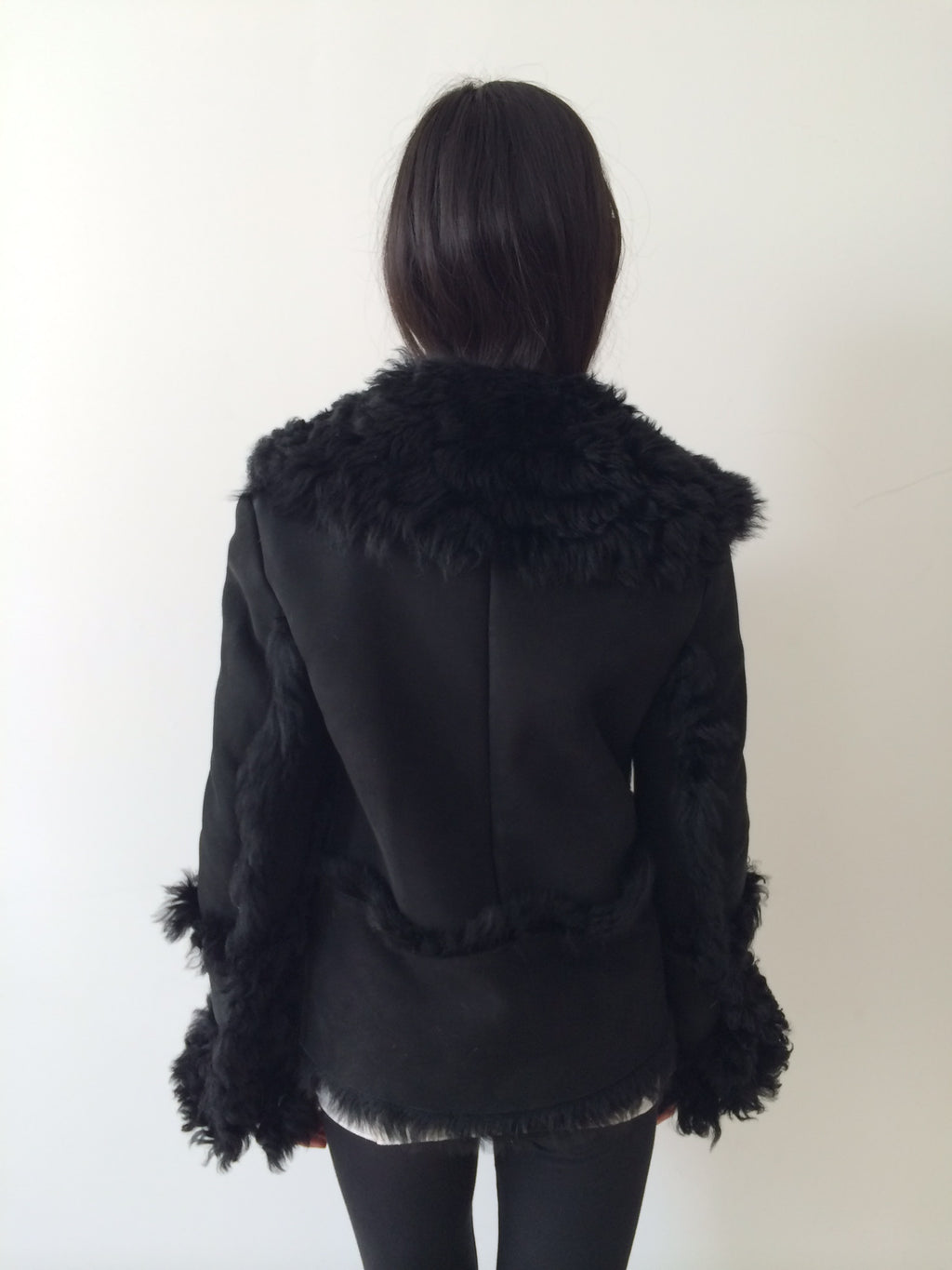 vintage gucci tom ford black shearling coat