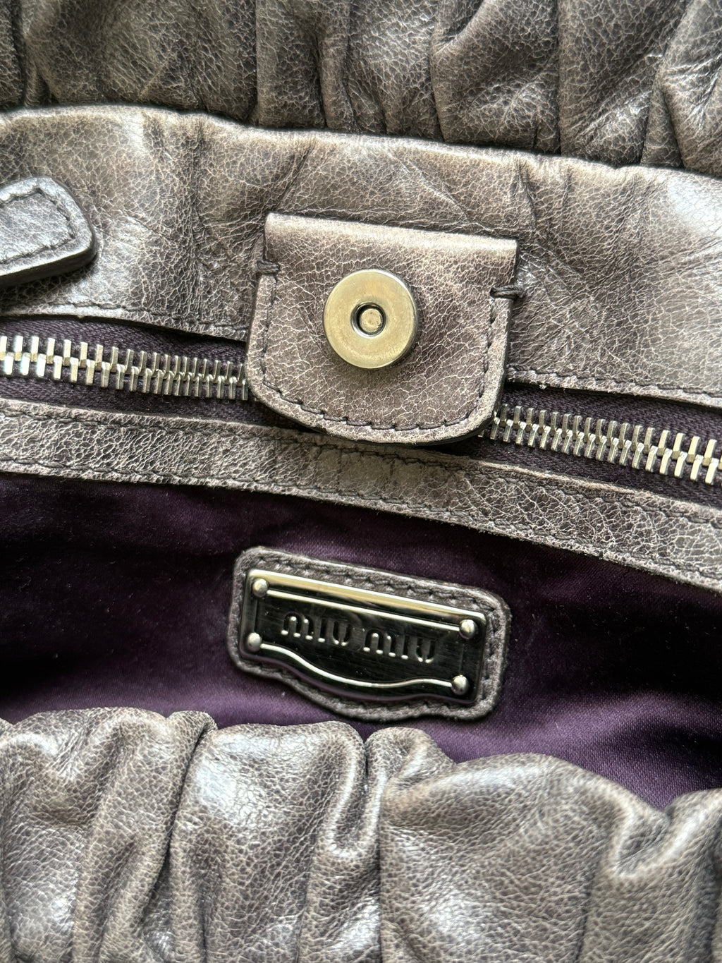 Miu Miu grey purple shoulder bag