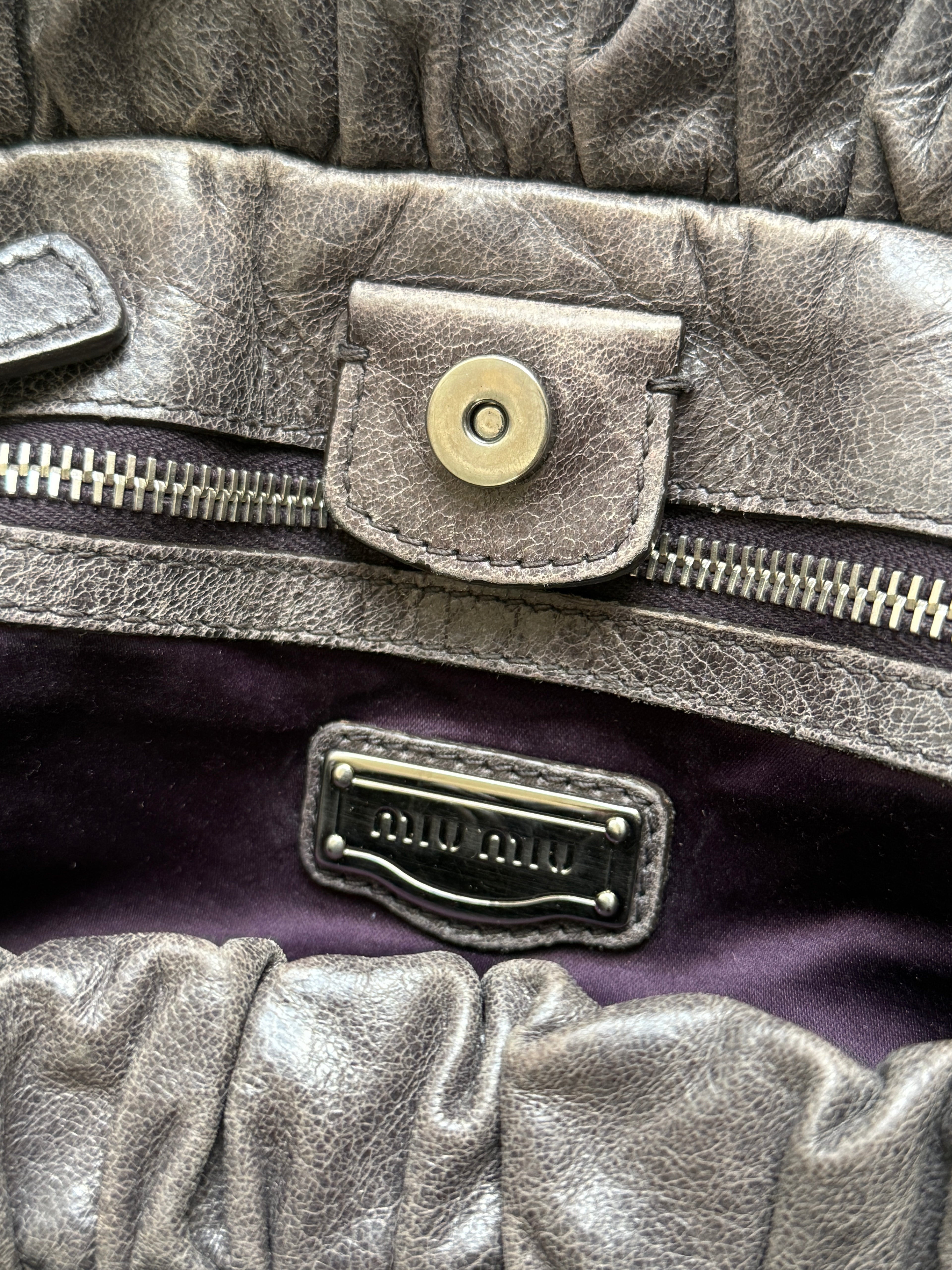 Miu Miu grey purple shoulder bag