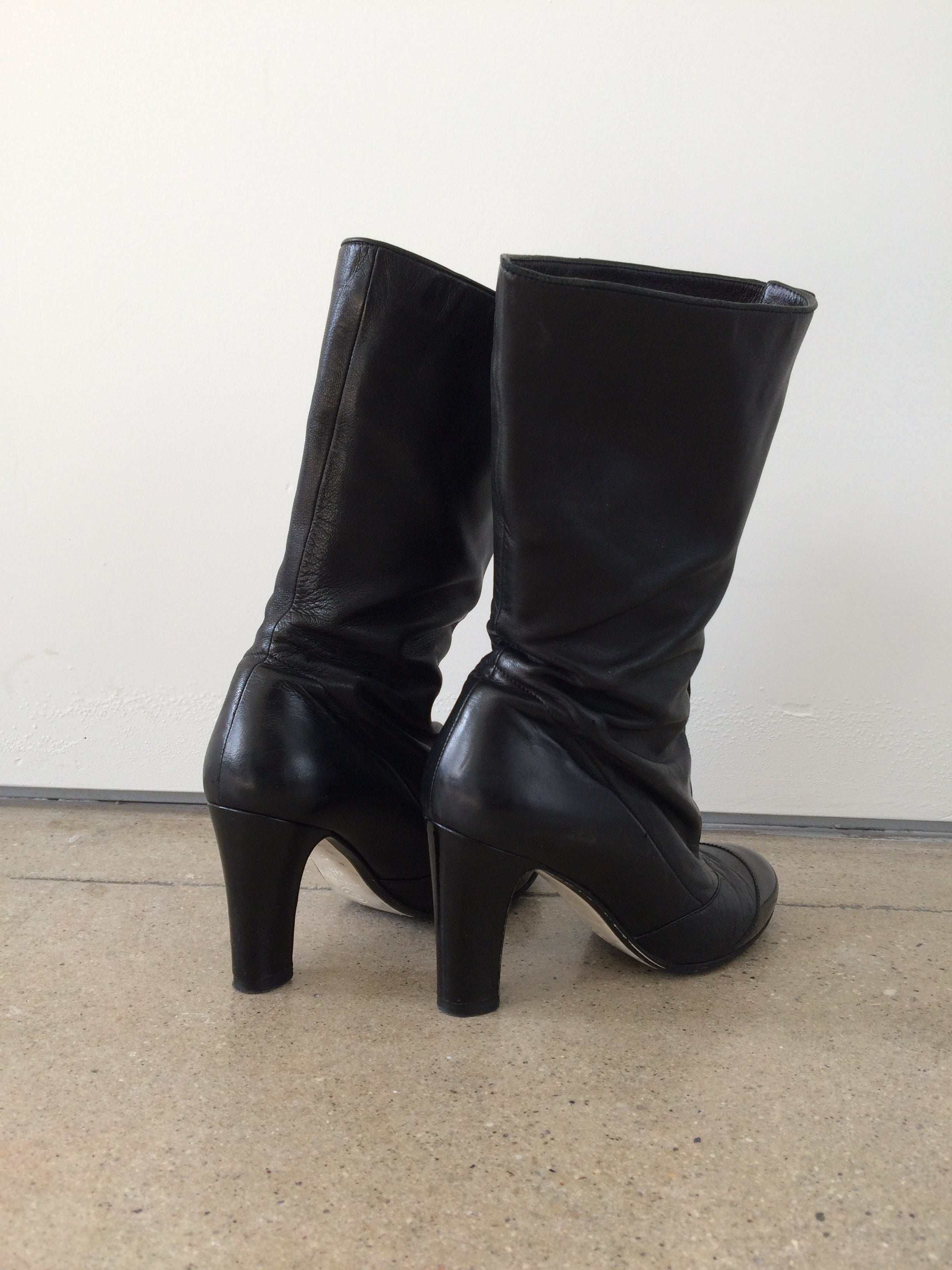 vintage chanel lambskin patent leather boots 36.5