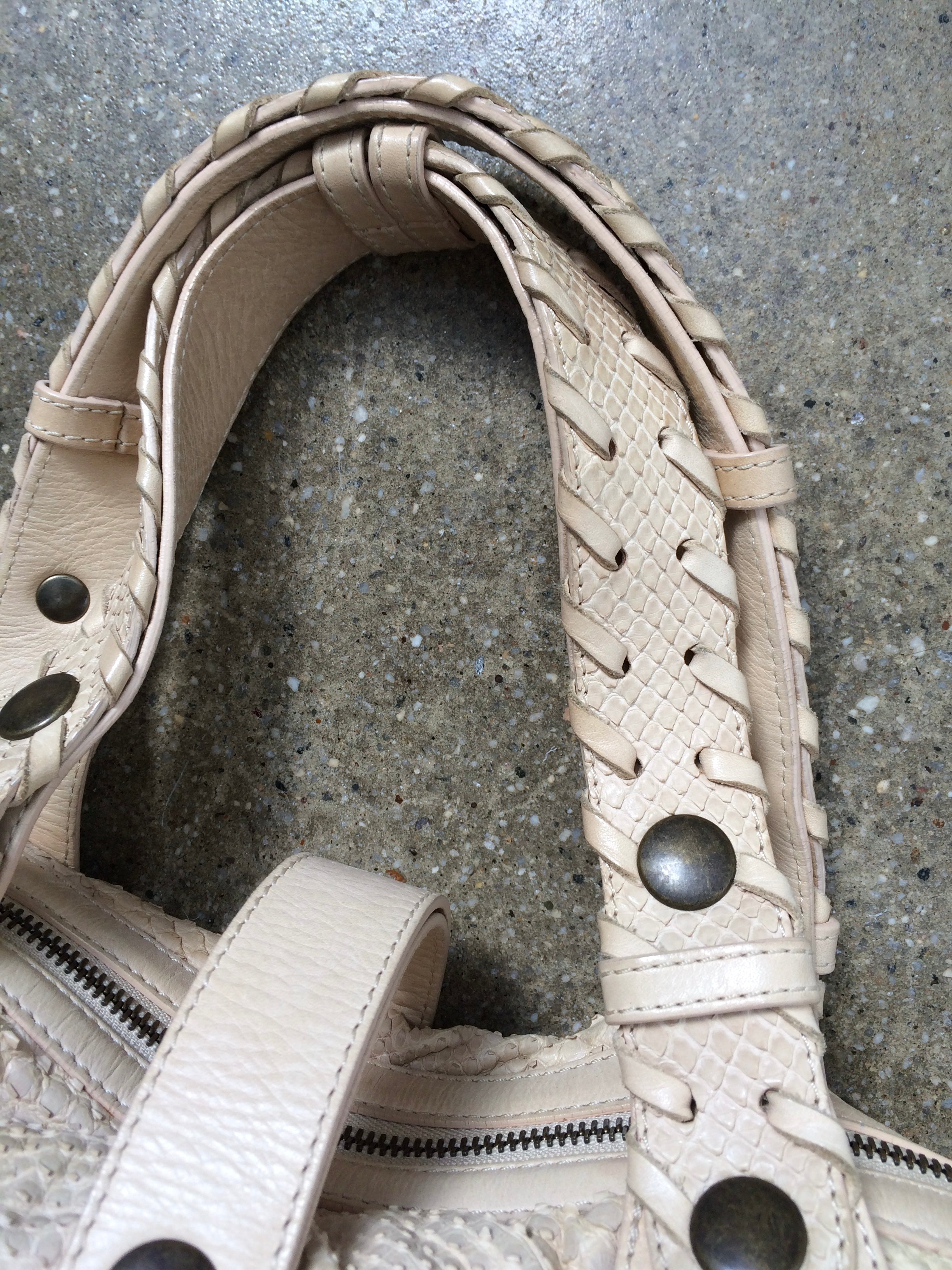 vintage python leather chloe silverado in light beige