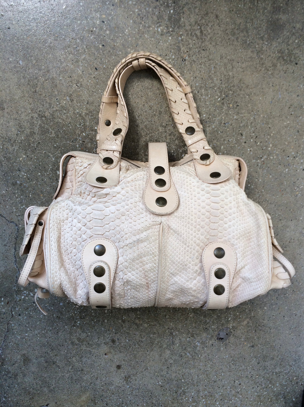 vintage python leather chloe silverado in light beige