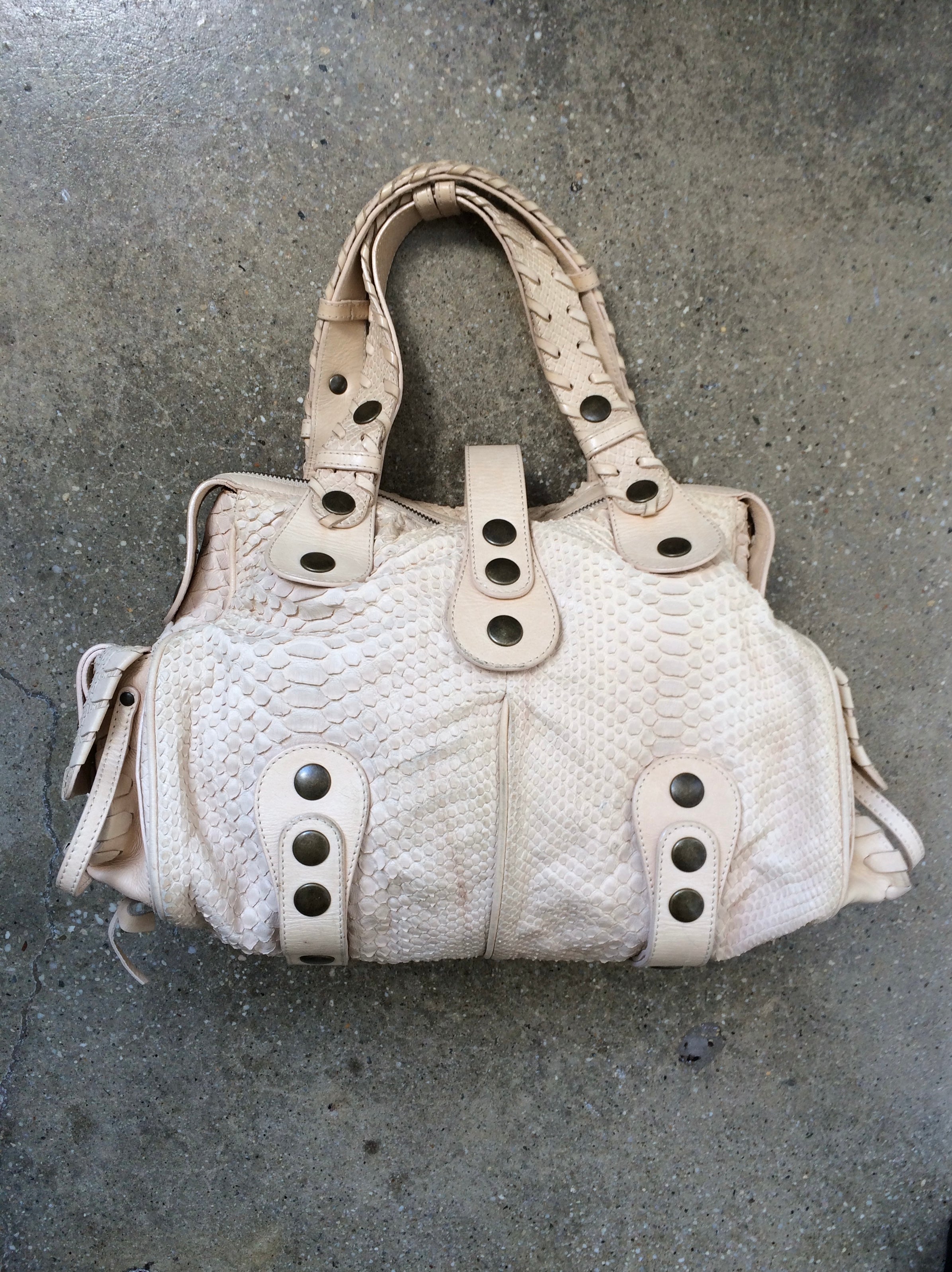 vintage python leather chloe silverado in light beige