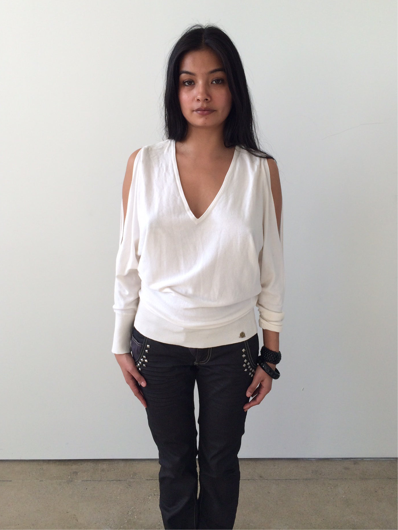 vintage white cutout sweater