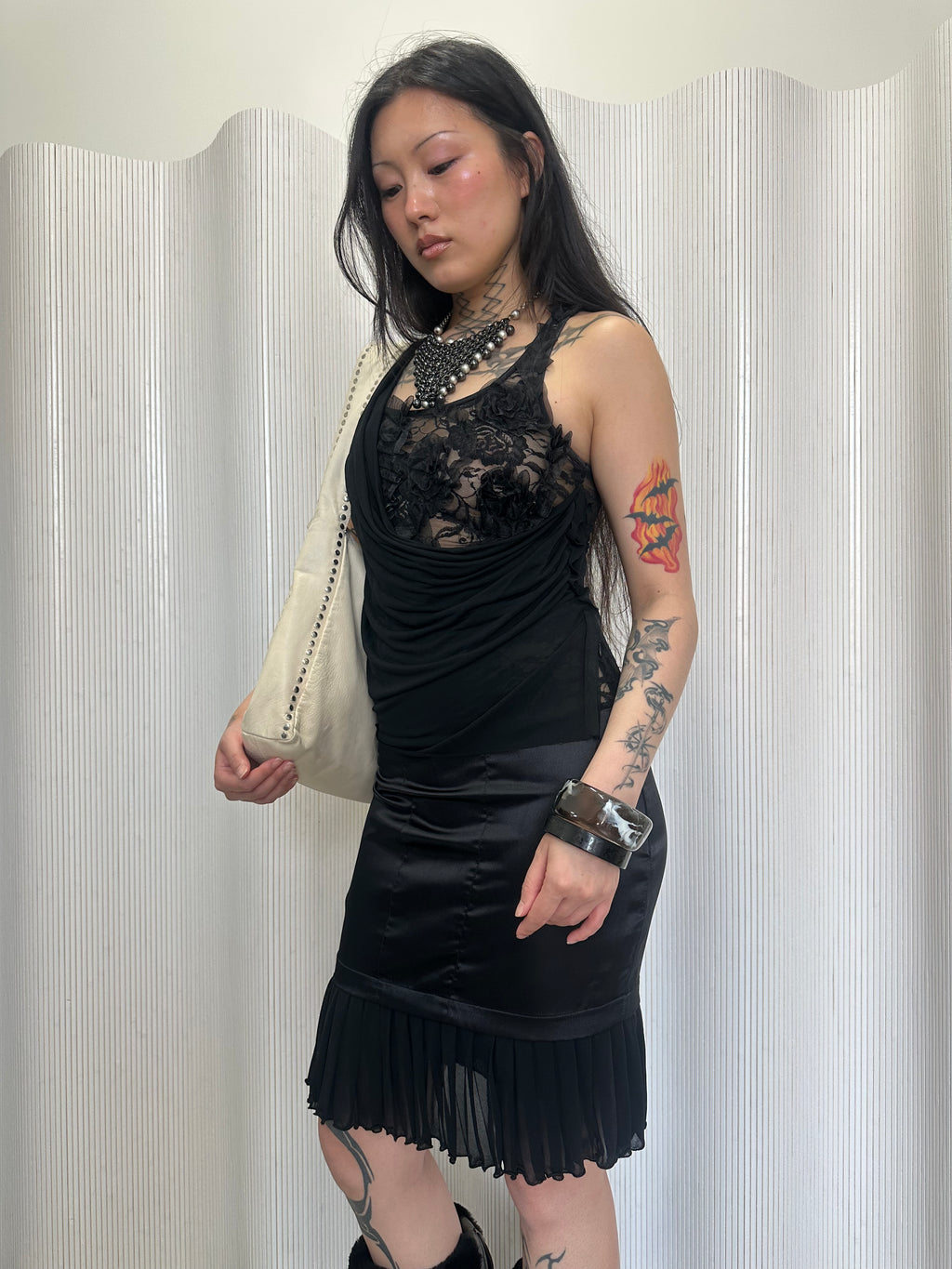 cristinaeffe lace and satin dress made in italy
