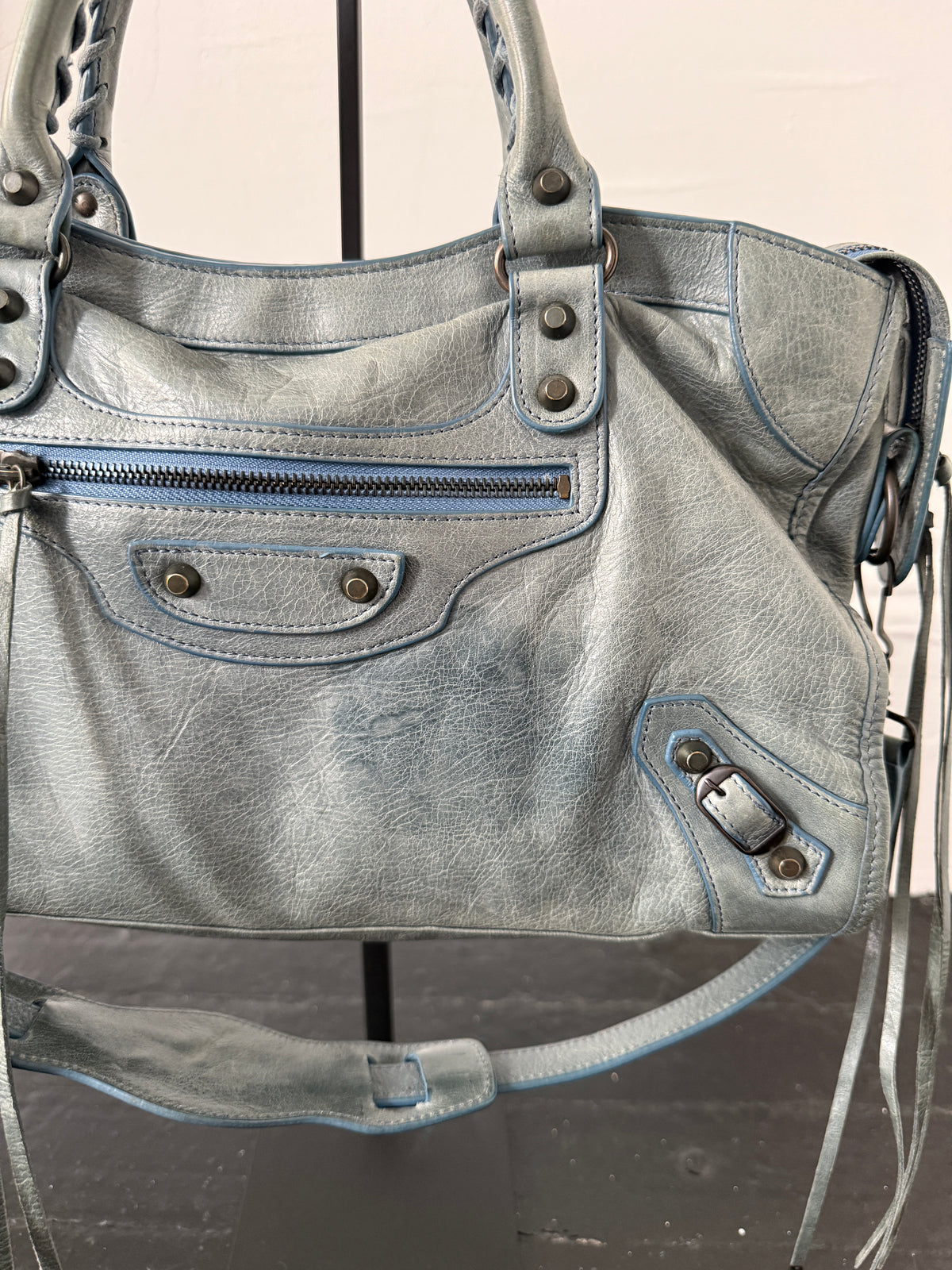 balenciaga robin’s egg blue city bag