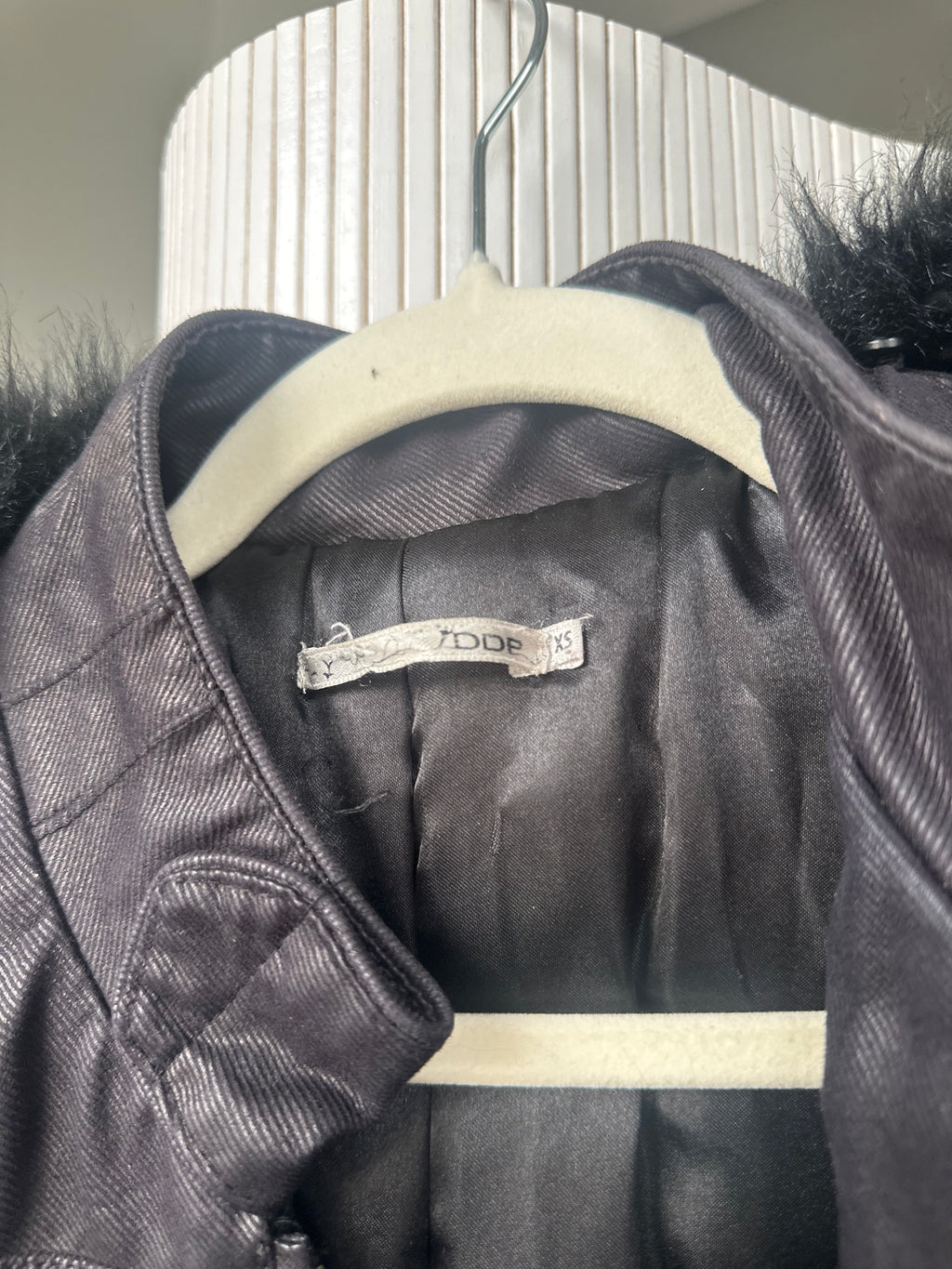 french brand napoleon midi coat with faux fur collar