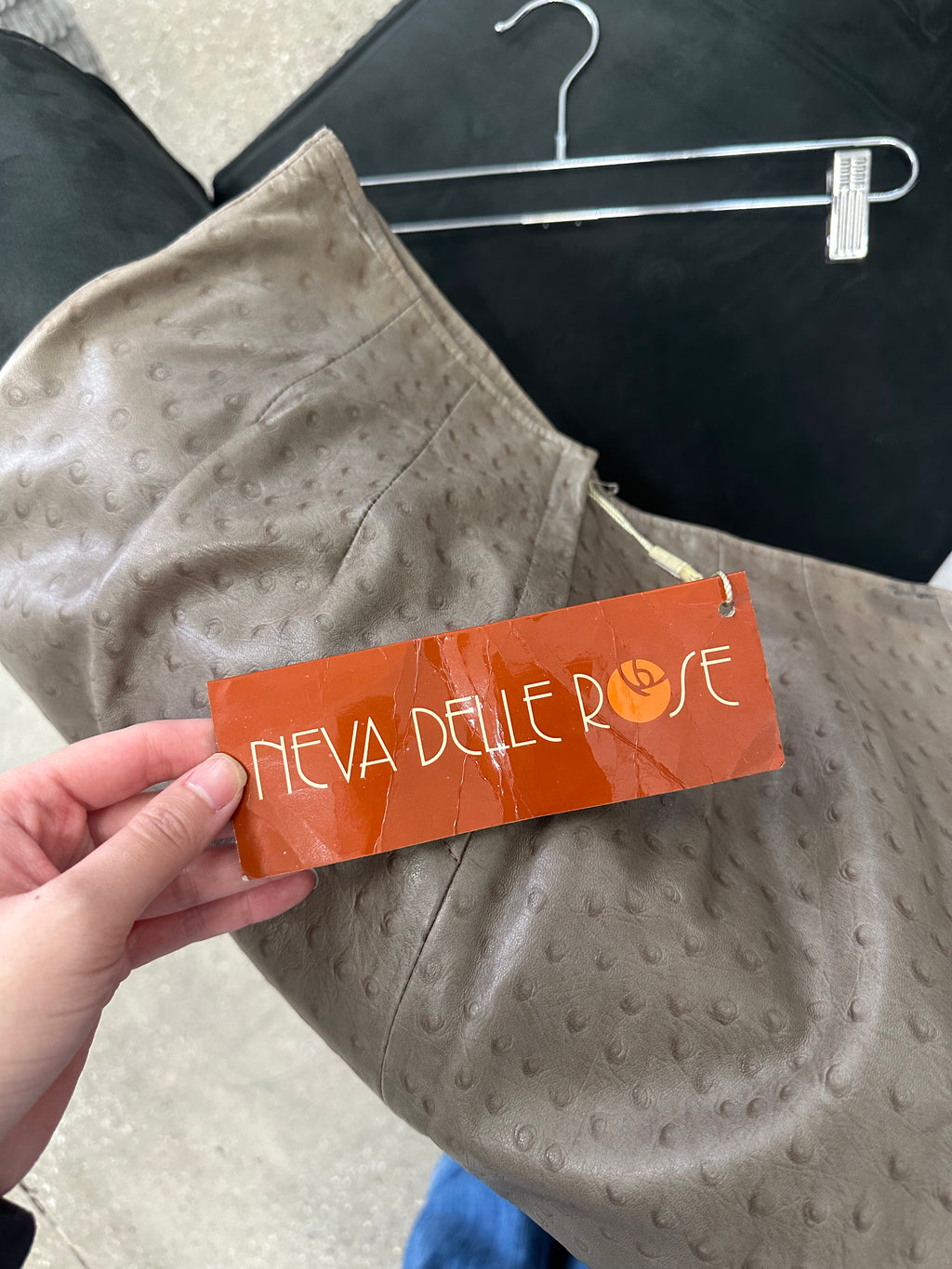 nwt italian ostrich print leather skirt