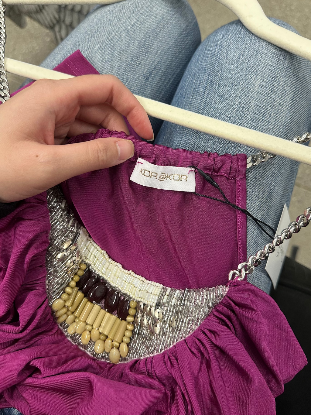 chain strap beaded top made in italy