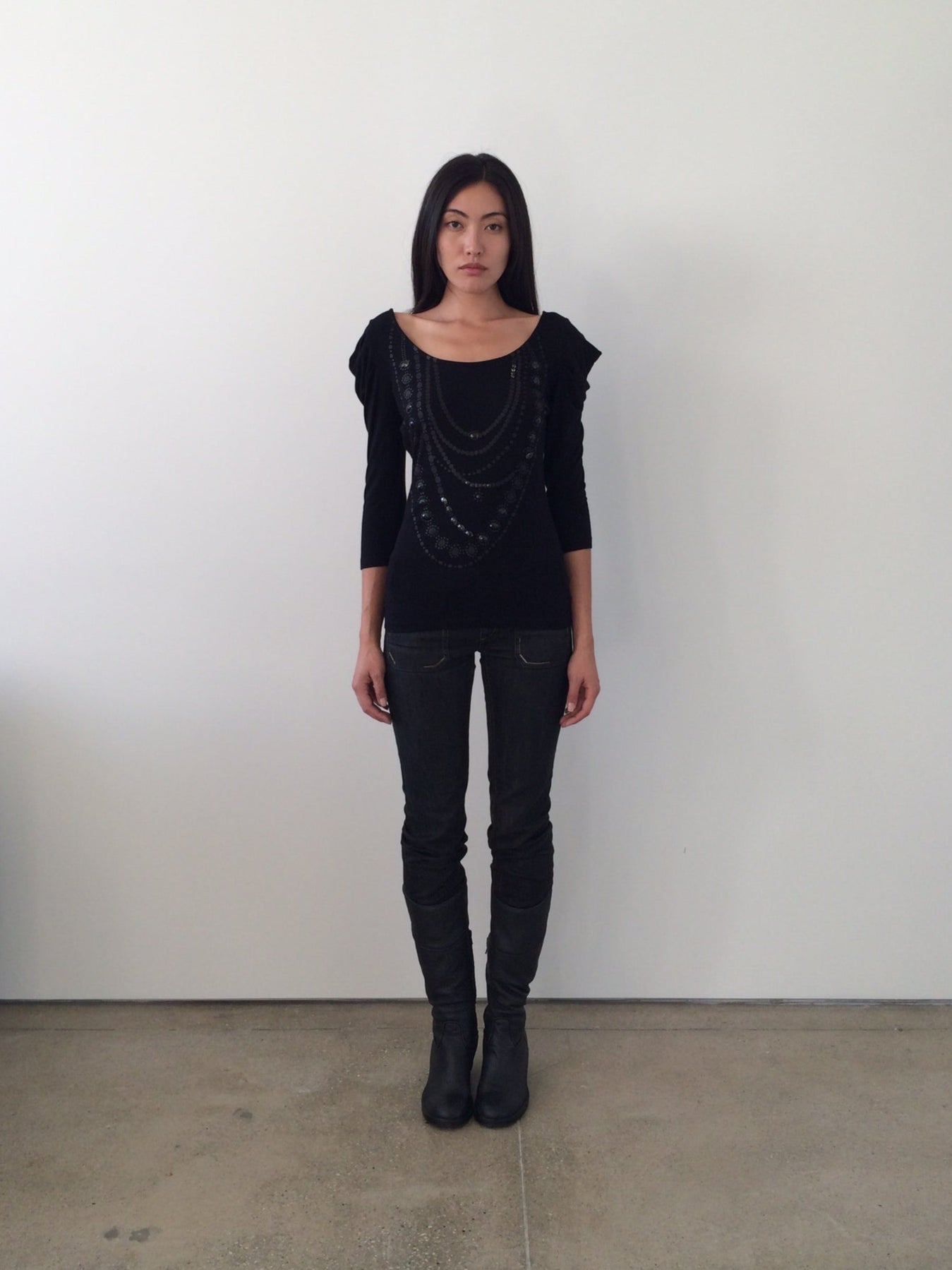 morgan de toi long sleeve necklace top