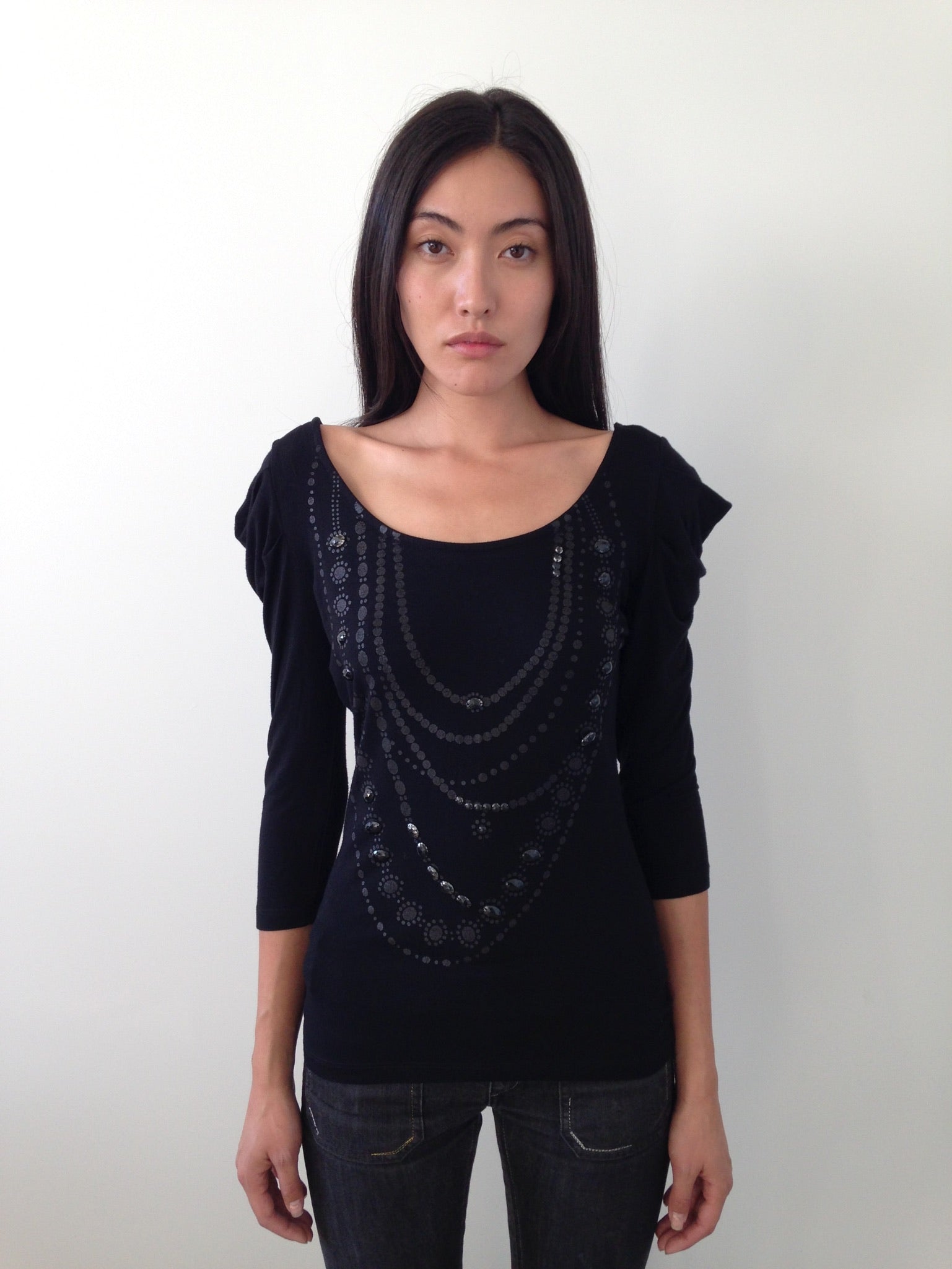 morgan de toi long sleeve necklace top