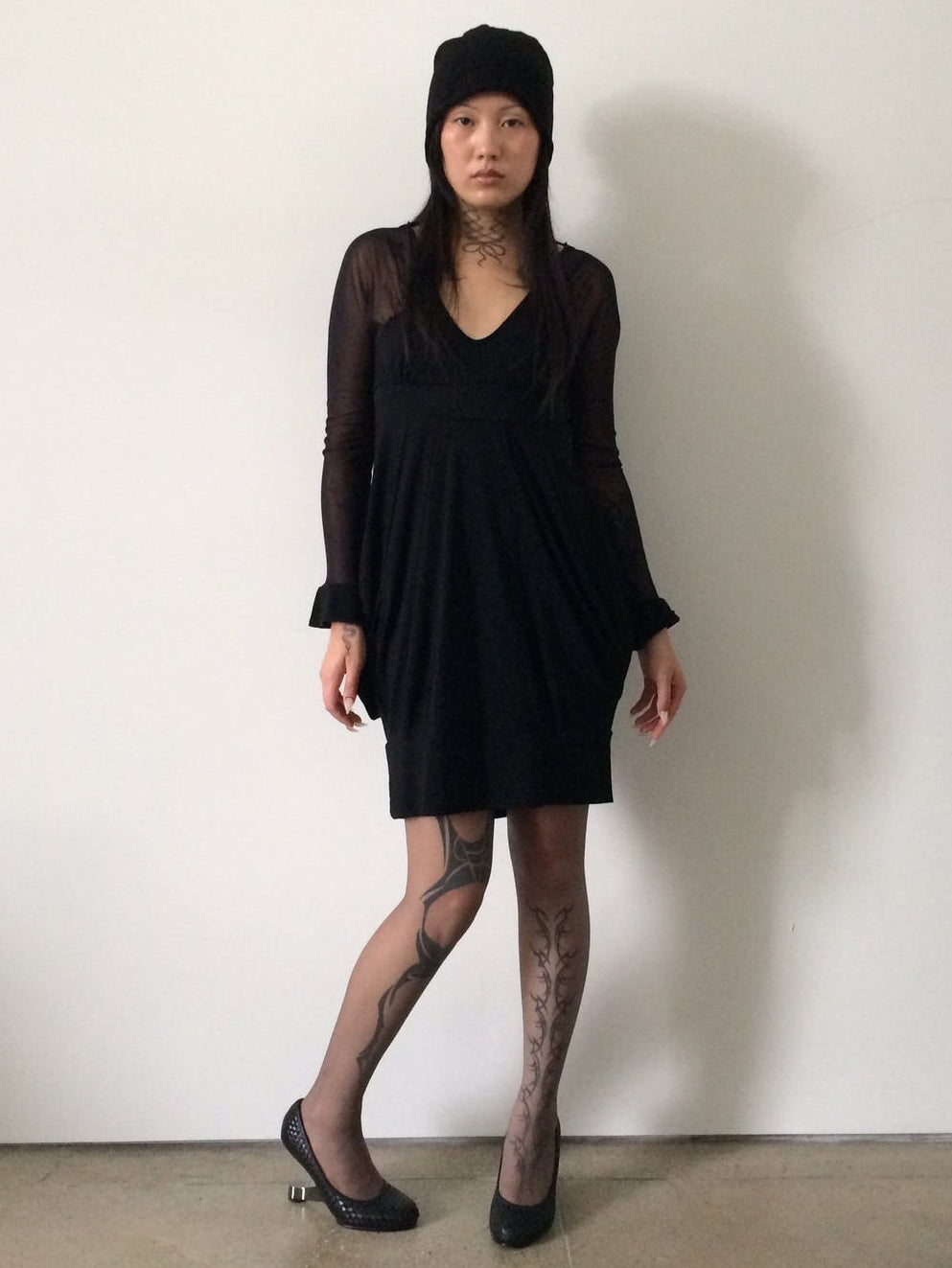 vintage long sleeve backless dress