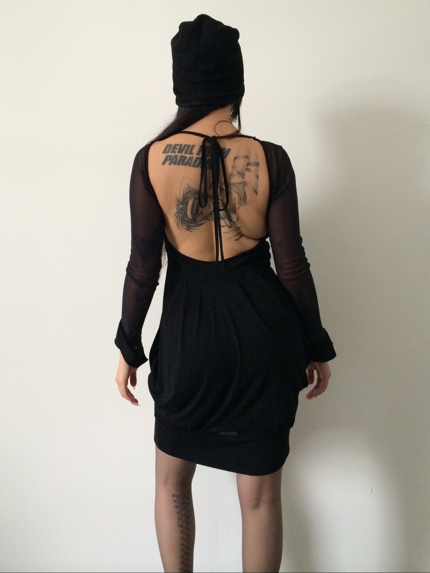 vintage long sleeve backless dress