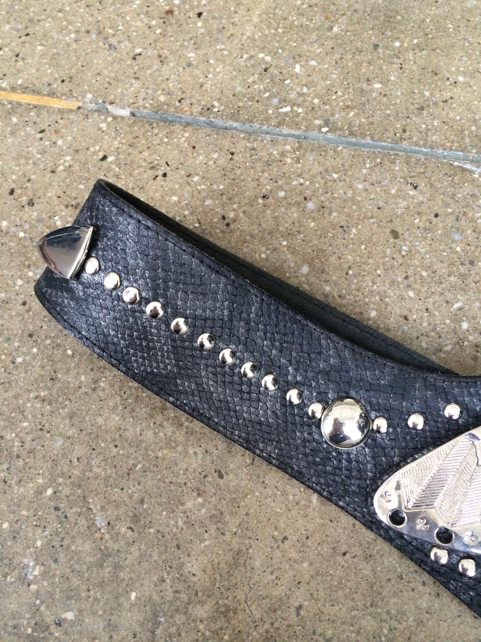 vintage snakeskin leather belt with chain embellishment