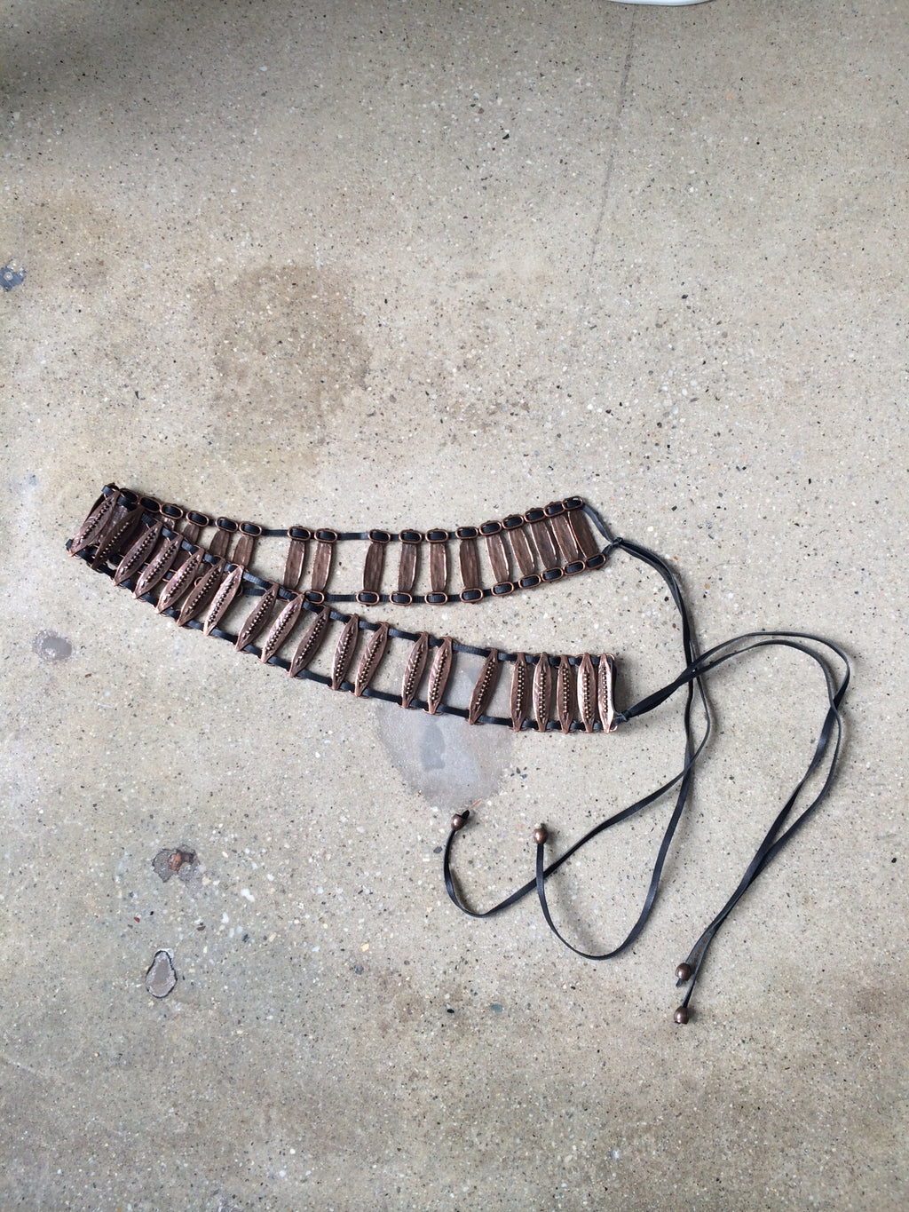 vintage leather and metal belt