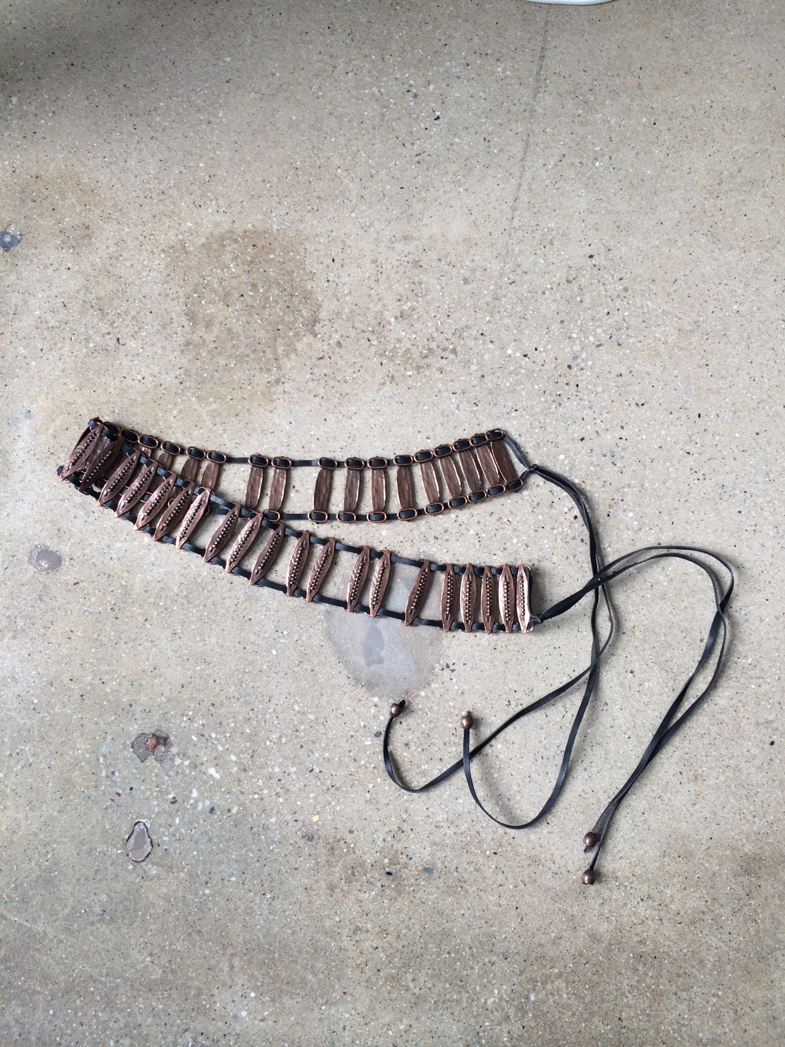 vintage leather and metal belt