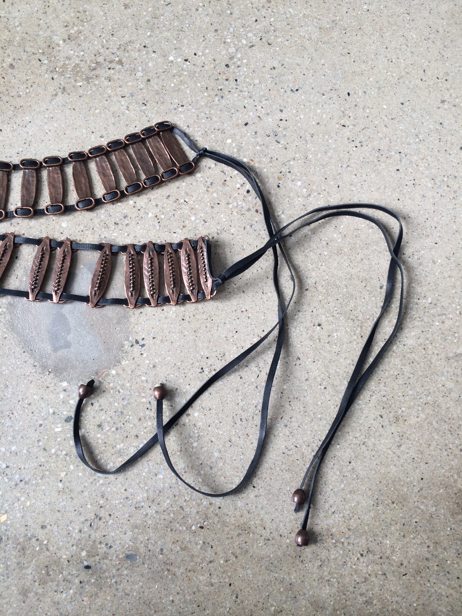 vintage leather and metal belt