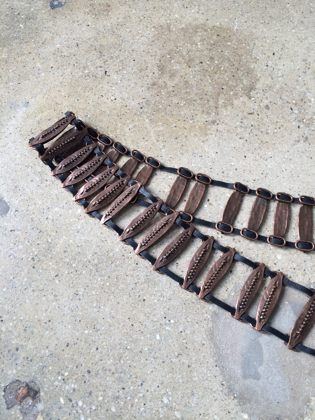 vintage leather and metal belt