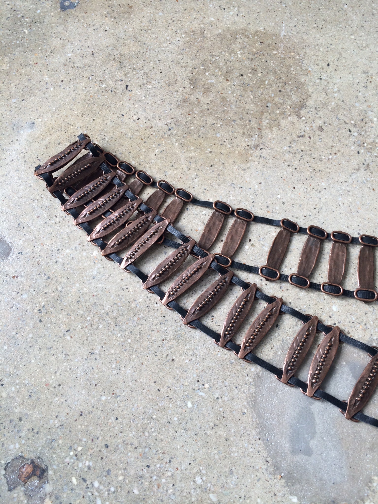 vintage leather and metal belt