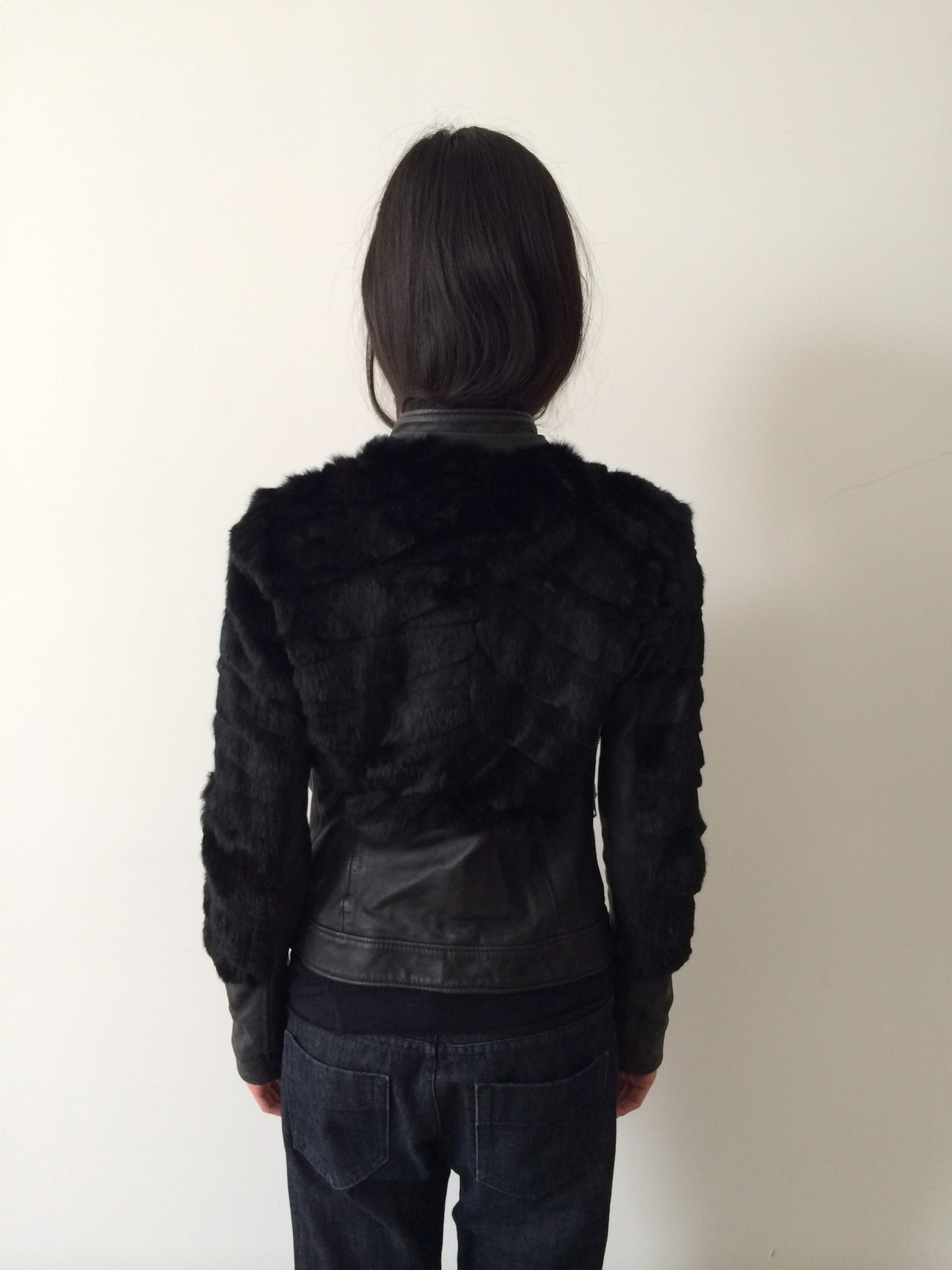 leather and rabbit fur jacket