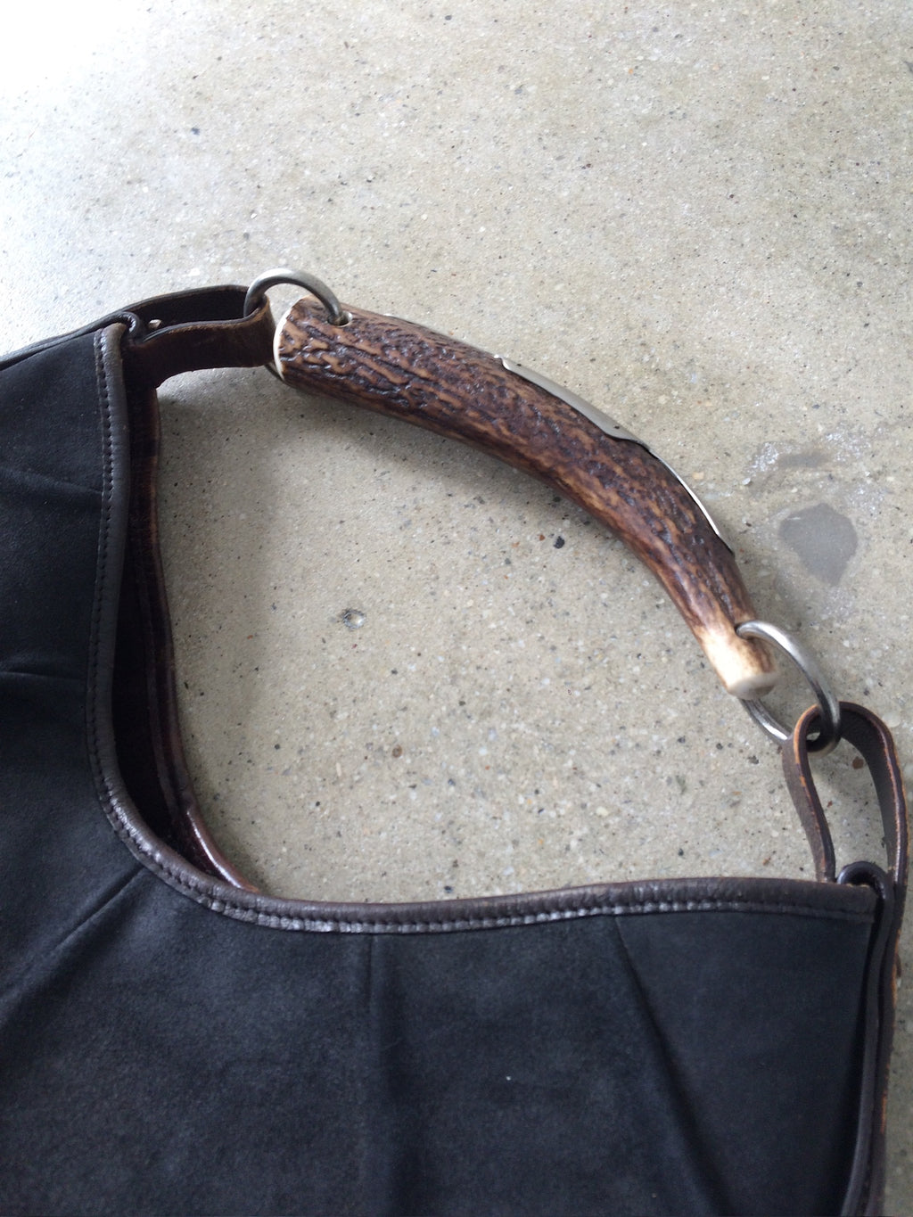 ysl black suede and deer horn mombasa bag