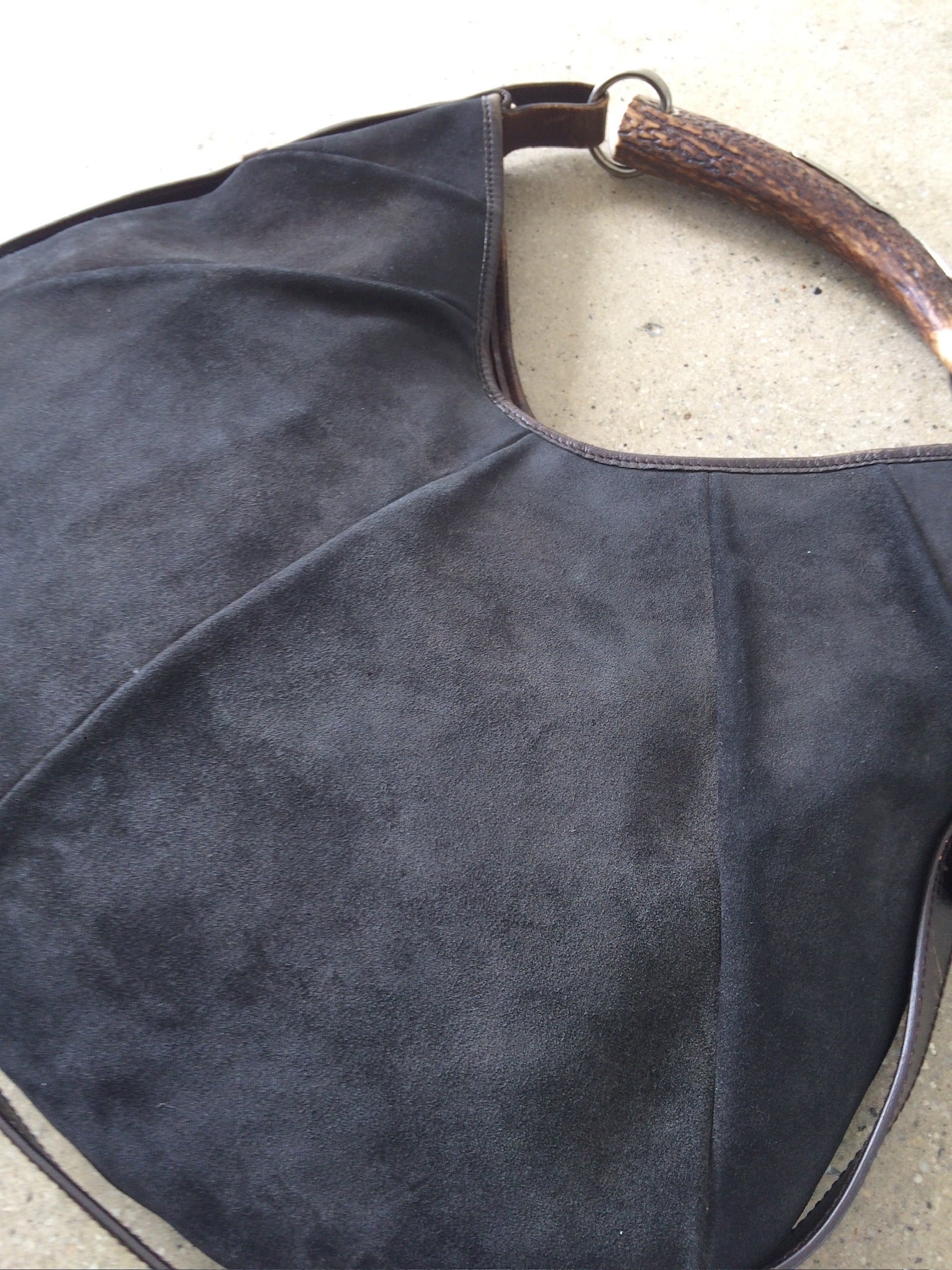 ysl black suede and deer horn mombasa bag