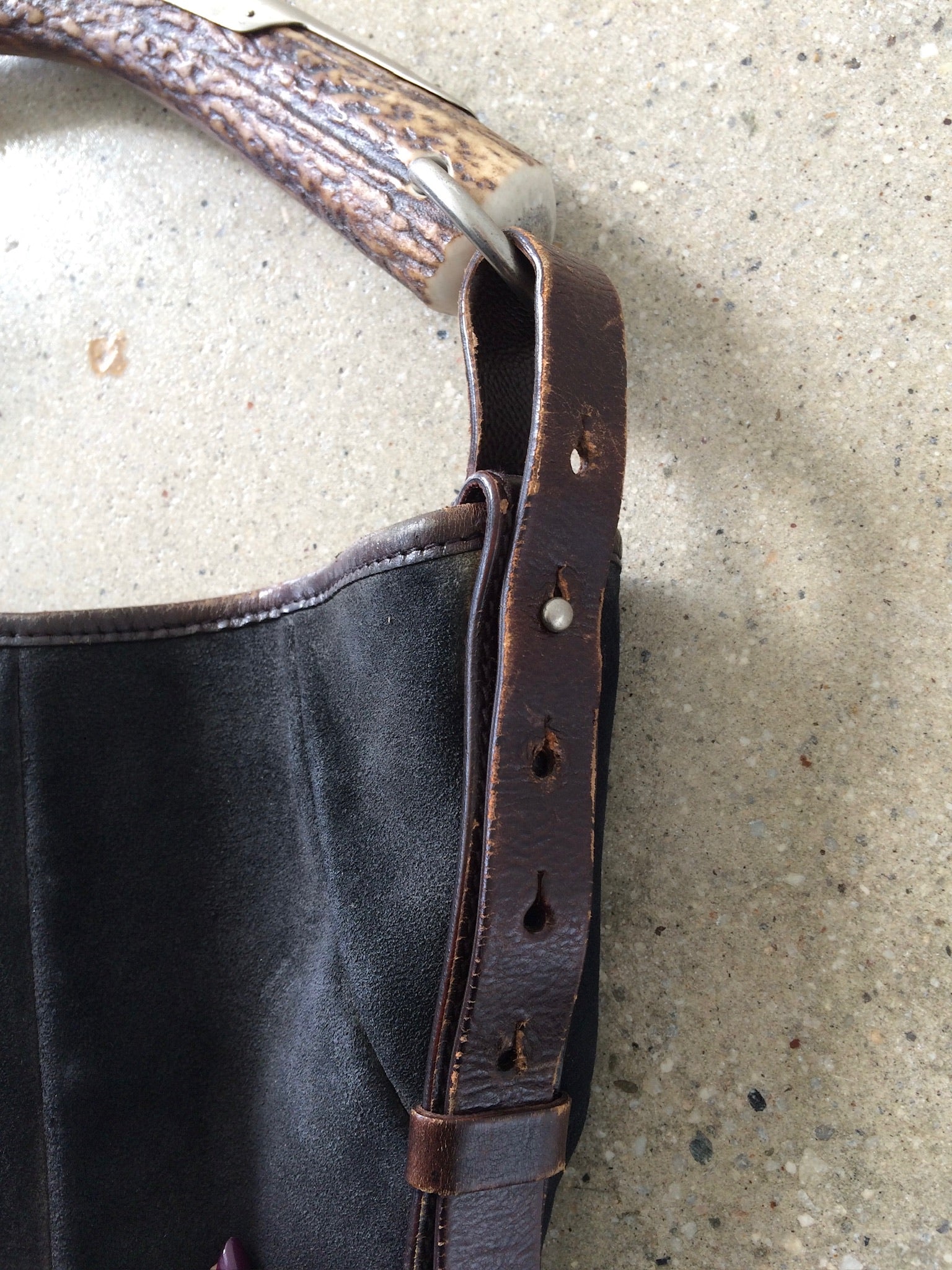 ysl black suede and deer horn mombasa bag