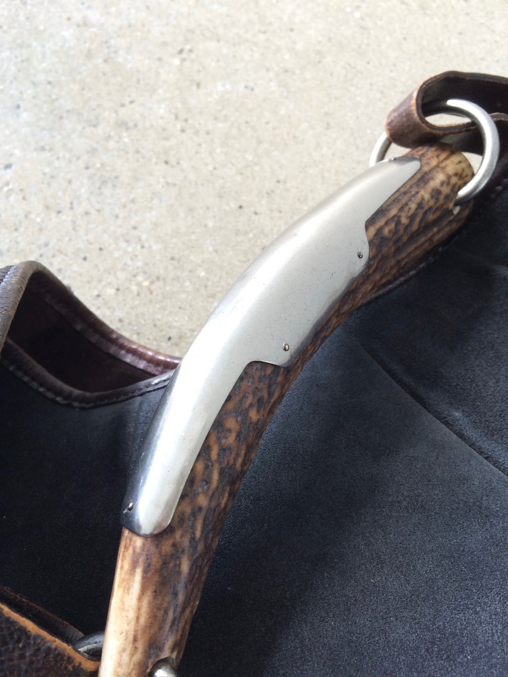 ysl black suede and deer horn mombasa bag