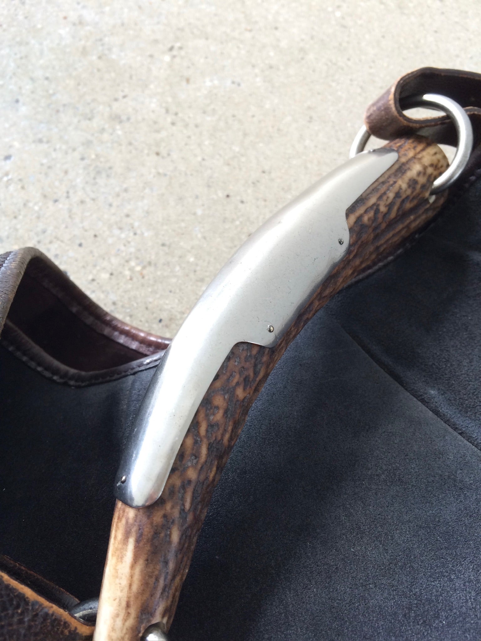 ysl black suede and deer horn mombasa bag