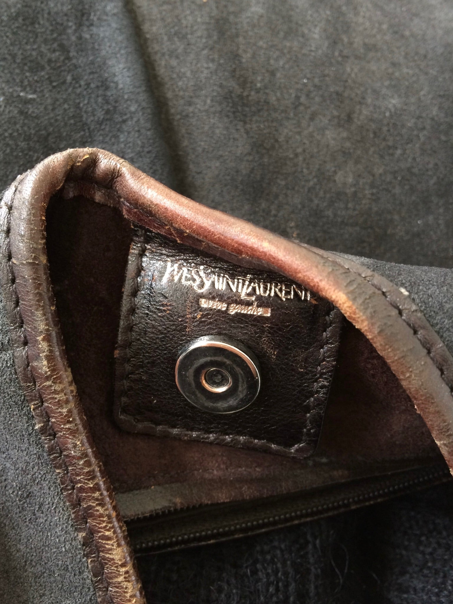 ysl black suede and deer horn mombasa bag