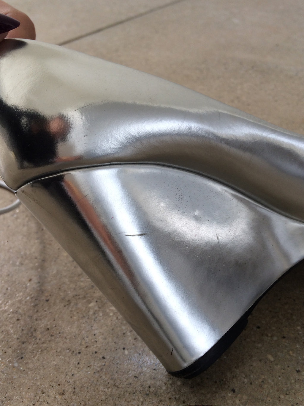 vintage prada chrome wedges 35