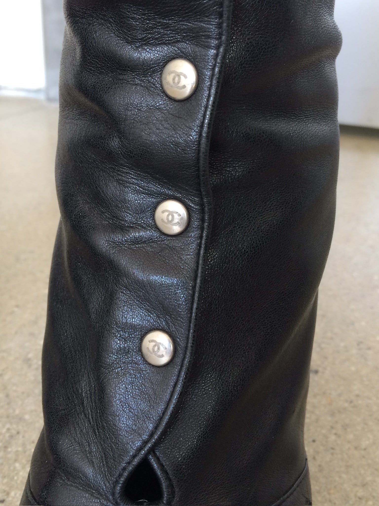 vintage chanel lambskin patent leather boots 36.5