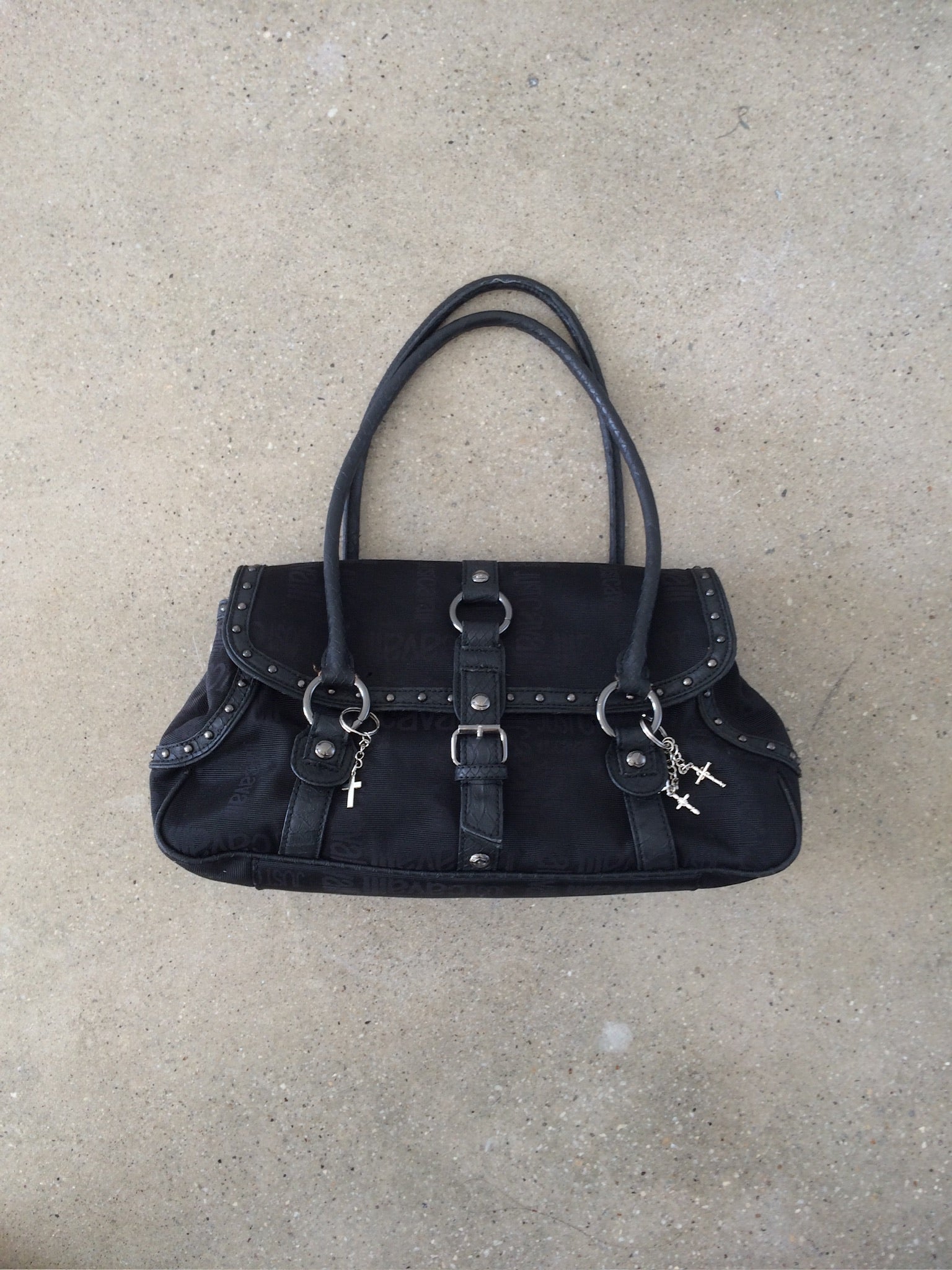just cavalli black charm purse