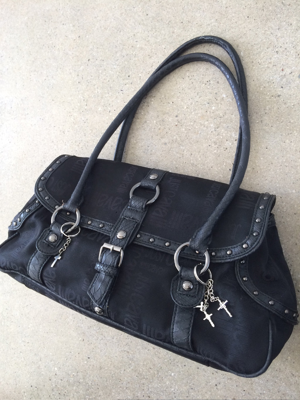 just cavalli black charm purse