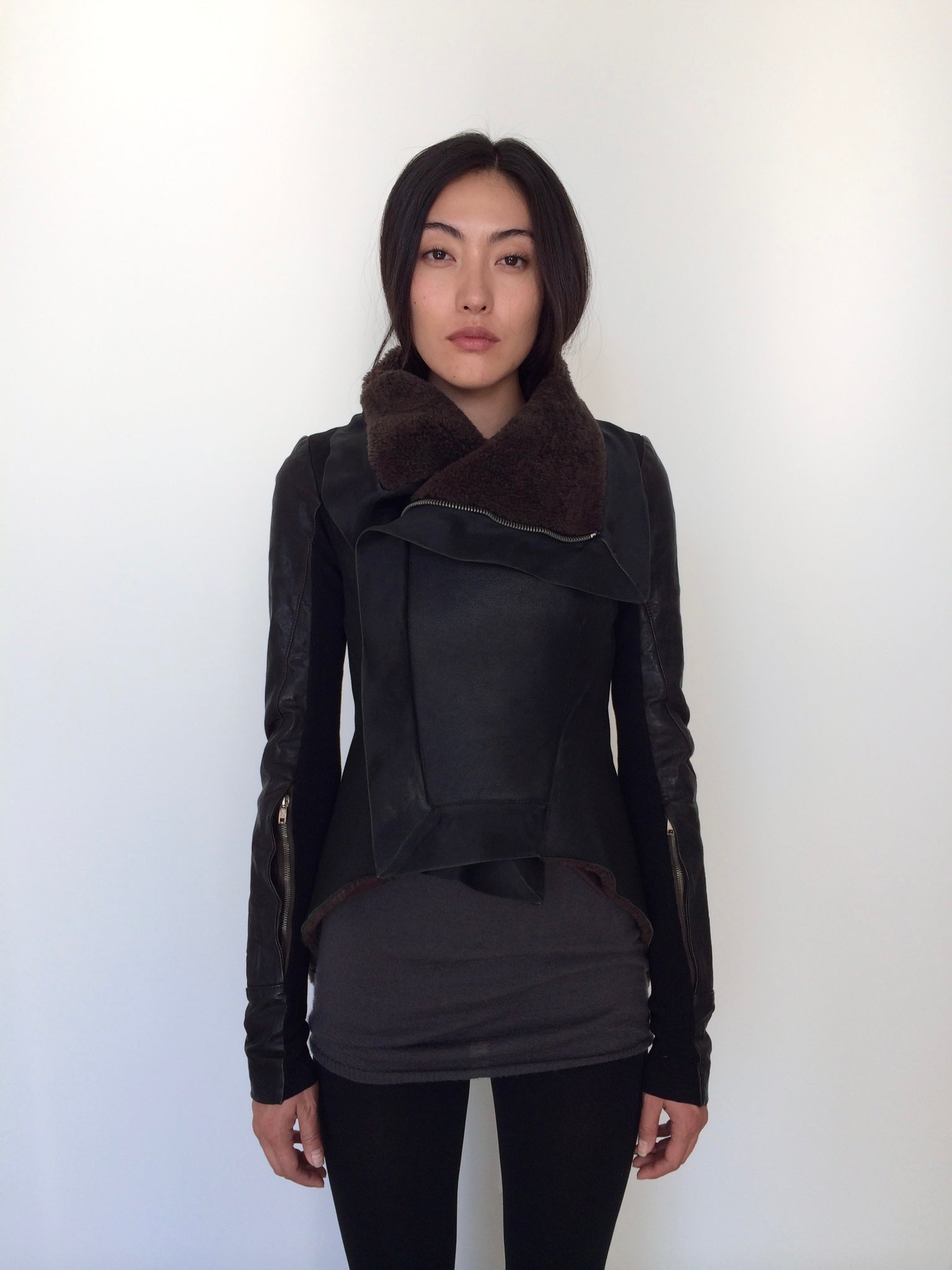 rick owens shearling jacket xs